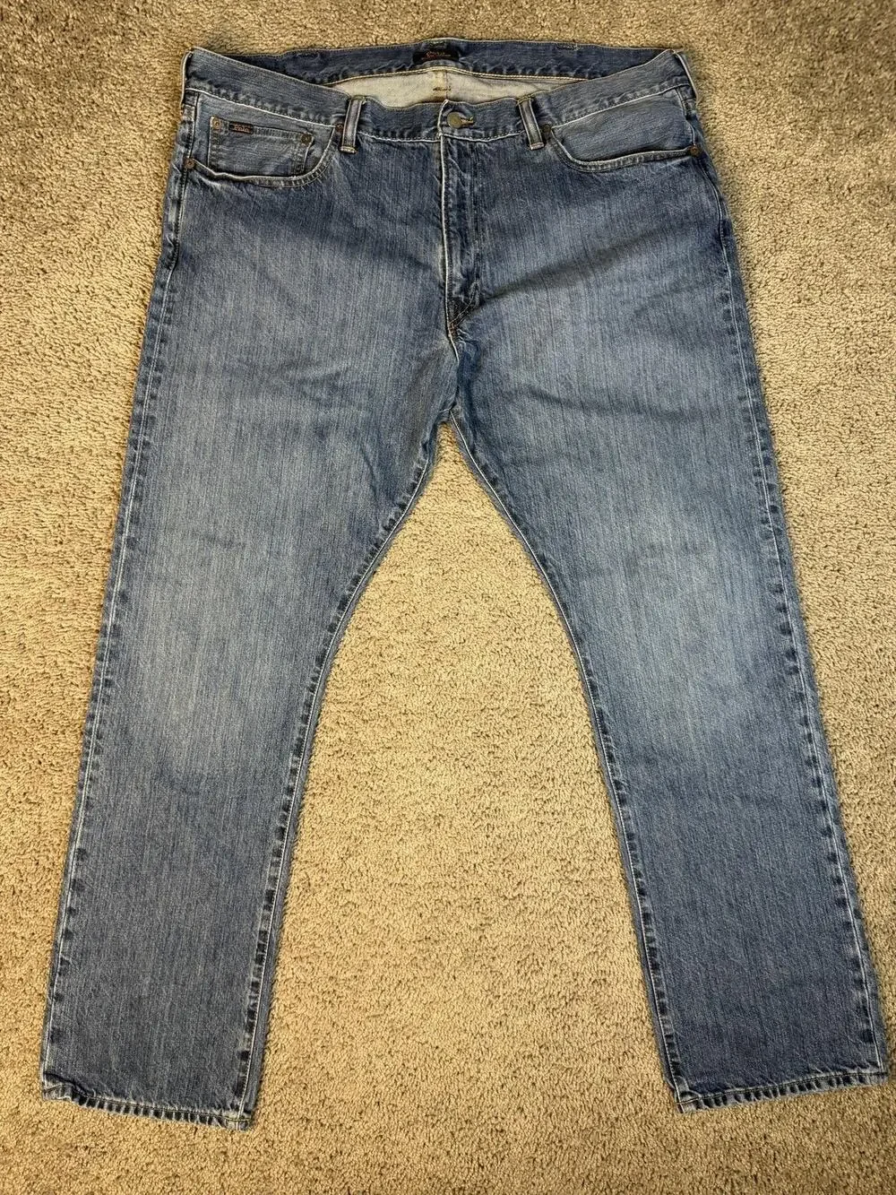 Polo Ralph Lauren Jeans Mens 40x32 Blue Varick Slim Straight Light Wash